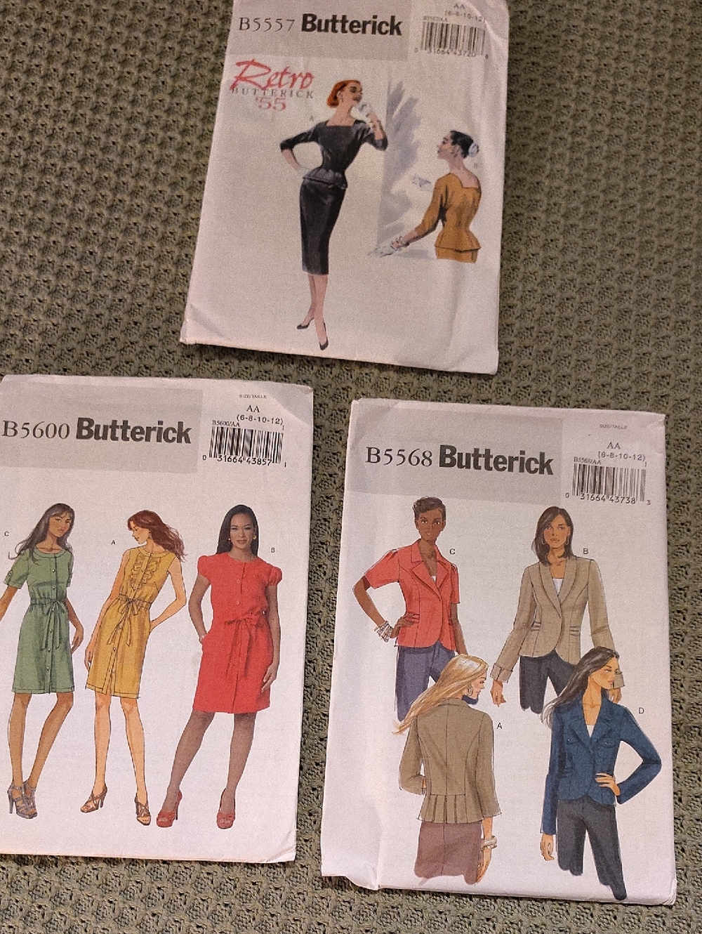 Butterick Dresses Pattern Pack in Green, Yellow & Red
